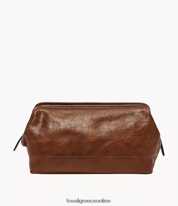 Fossil άνδρες κιτ ξυρίσματος με πλαίσιο ταξιδιού FVT06R2015 τσάντα κονιάκ