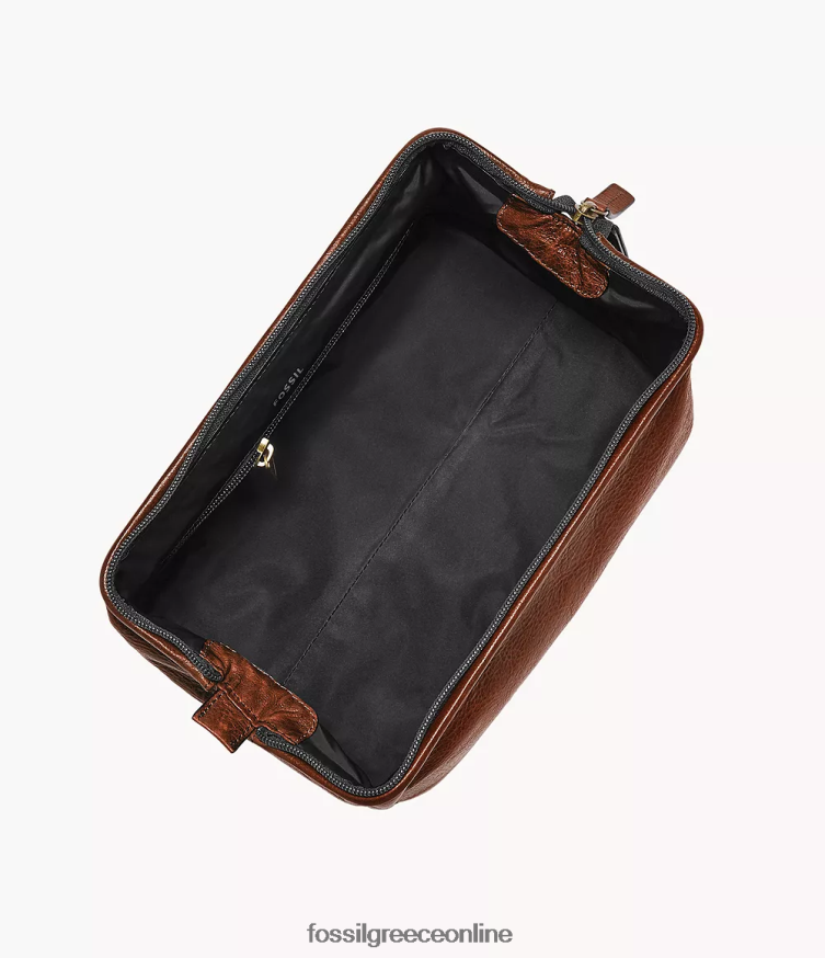 Fossil άνδρες κιτ ξυρίσματος με πλαίσιο ταξιδιού FVT06R2015 τσάντα κονιάκ