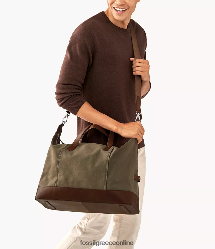 Fossil άνδρες duffle raeford FVT06R1629 τσάντα χακί