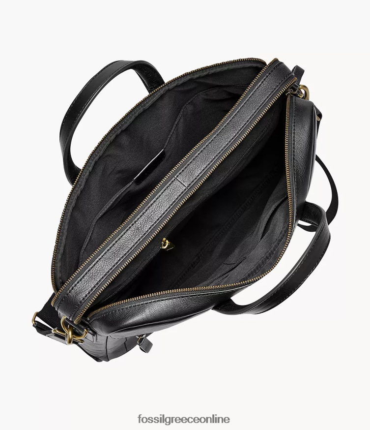 Fossil άνδρες τσάντα εργασίας haskell με διπλό φερμουάρ FVT06R1618 τσάντα μαύρος
